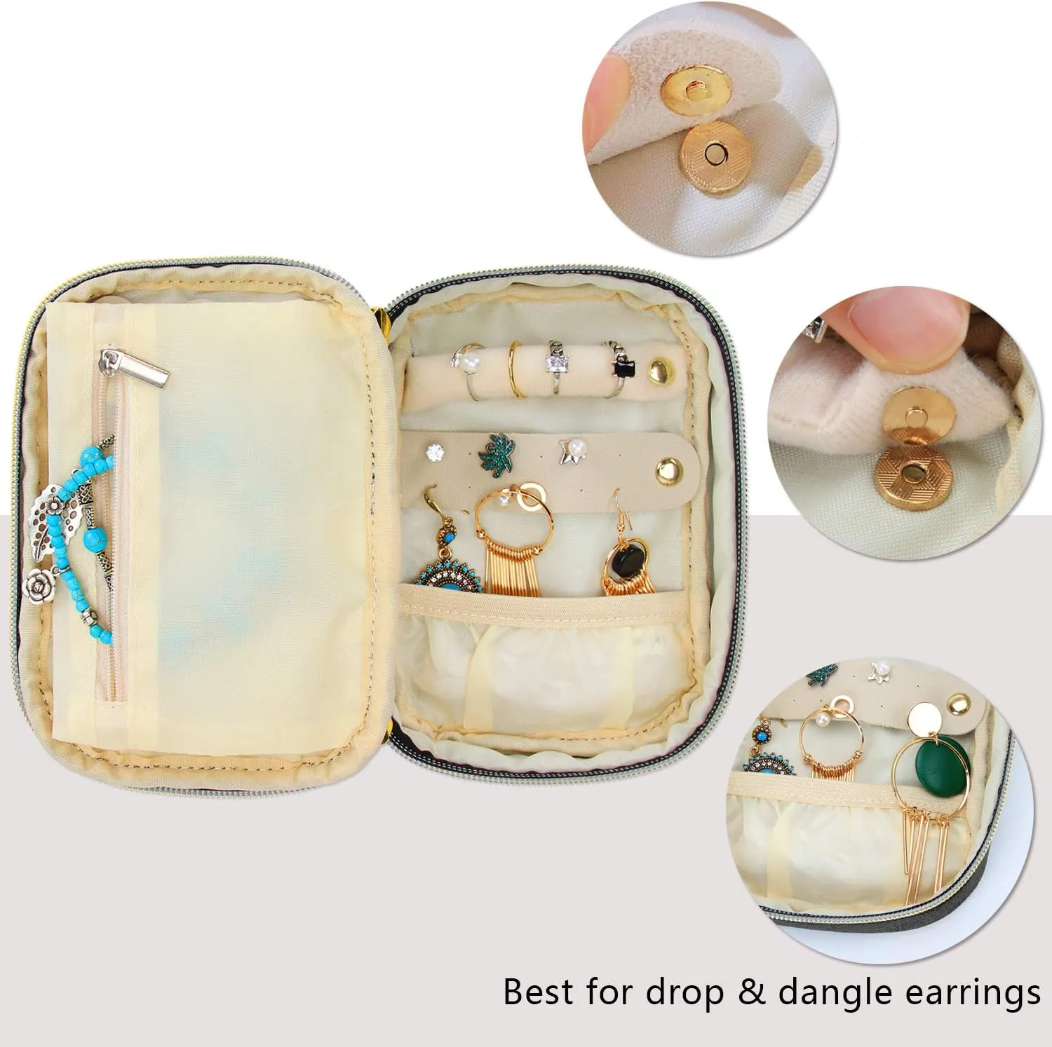 Teamoy Small Jewelry Travel Case, Portable Jewelry Organizer Bag for Earrings, Necklace, Rings and More, Small, Black-(Bag Only)