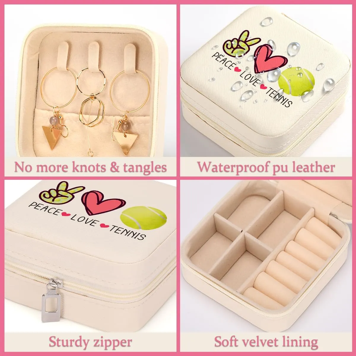 Tennis Gifts Tennis Jewelry Box Inspirational Gifts for Women Tennis Gifts for Girls, Gifts for Tennis Lovers Players Birthday Gift for Coach Best Friend Sister Daughter - Peace Love Tennis