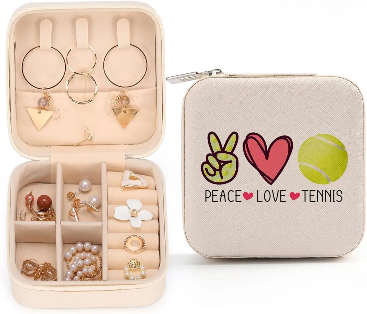 Tennis Gifts Tennis Jewelry Box Inspirational Gifts for Women Tennis Gifts for Girls, Gifts for Tennis Lovers Players Birthday Gift for Coach Best Friend Sister Daughter - Peace Love Tennis