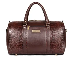 The Clownfish Redmond series 28 liters Faux Leather Travel Duffle Bag Men Travel Duffel Bag Luggage Air Bags Travelling Bag (Dark Chocolate Brown)