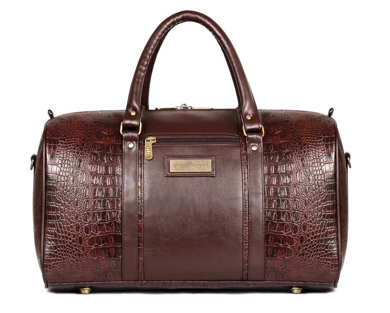 The Clownfish Redmond series 28 liters Faux Leather Travel Duffle Bag Men Travel Duffel Bag Luggage Air Bags Travelling Bag (Dark Chocolate Brown)