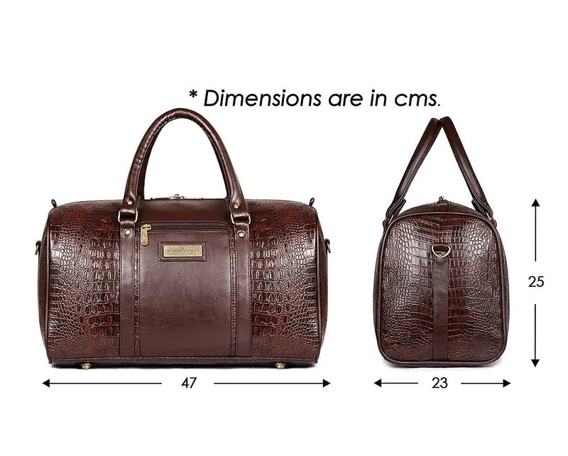 The Clownfish Redmond series 28 liters Faux Leather Travel Duffle Bag Men Travel Duffel Bag Luggage Air Bags Travelling Bag (Dark Chocolate Brown)
