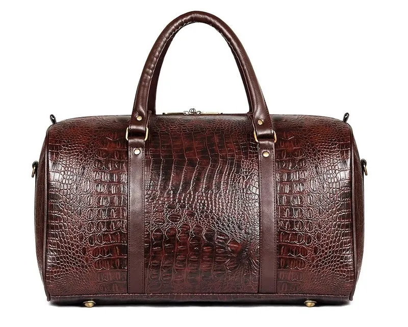 The Clownfish Redmond series 28 liters Faux Leather Travel Duffle Bag Men Travel Duffel Bag Luggage Air Bags Travelling Bag (Dark Chocolate Brown)