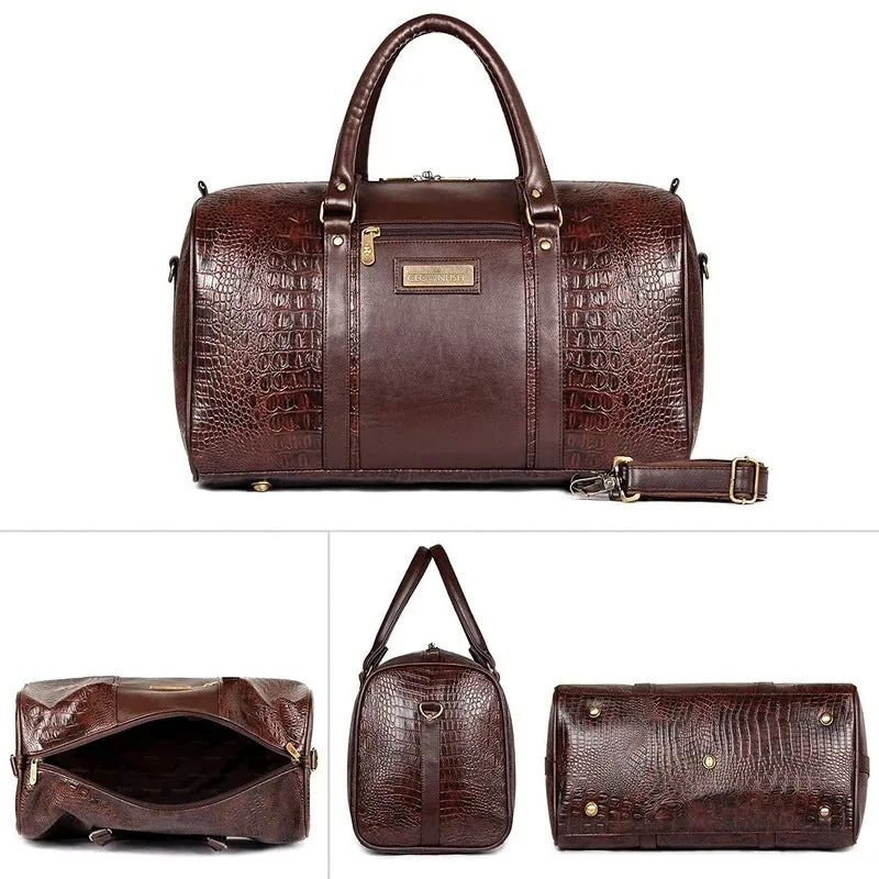 The Clownfish Redmond series 28 liters Faux Leather Travel Duffle Bag Men Travel Duffel Bag Luggage Air Bags Travelling Bag (Dark Chocolate Brown)