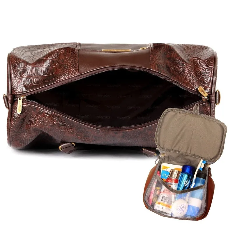 The Clownfish Redmond series 28 liters Faux Leather Travel Duffle Bag Men Travel Duffel Bag Luggage Air Bags Travelling Bag (Dark Chocolate Brown)