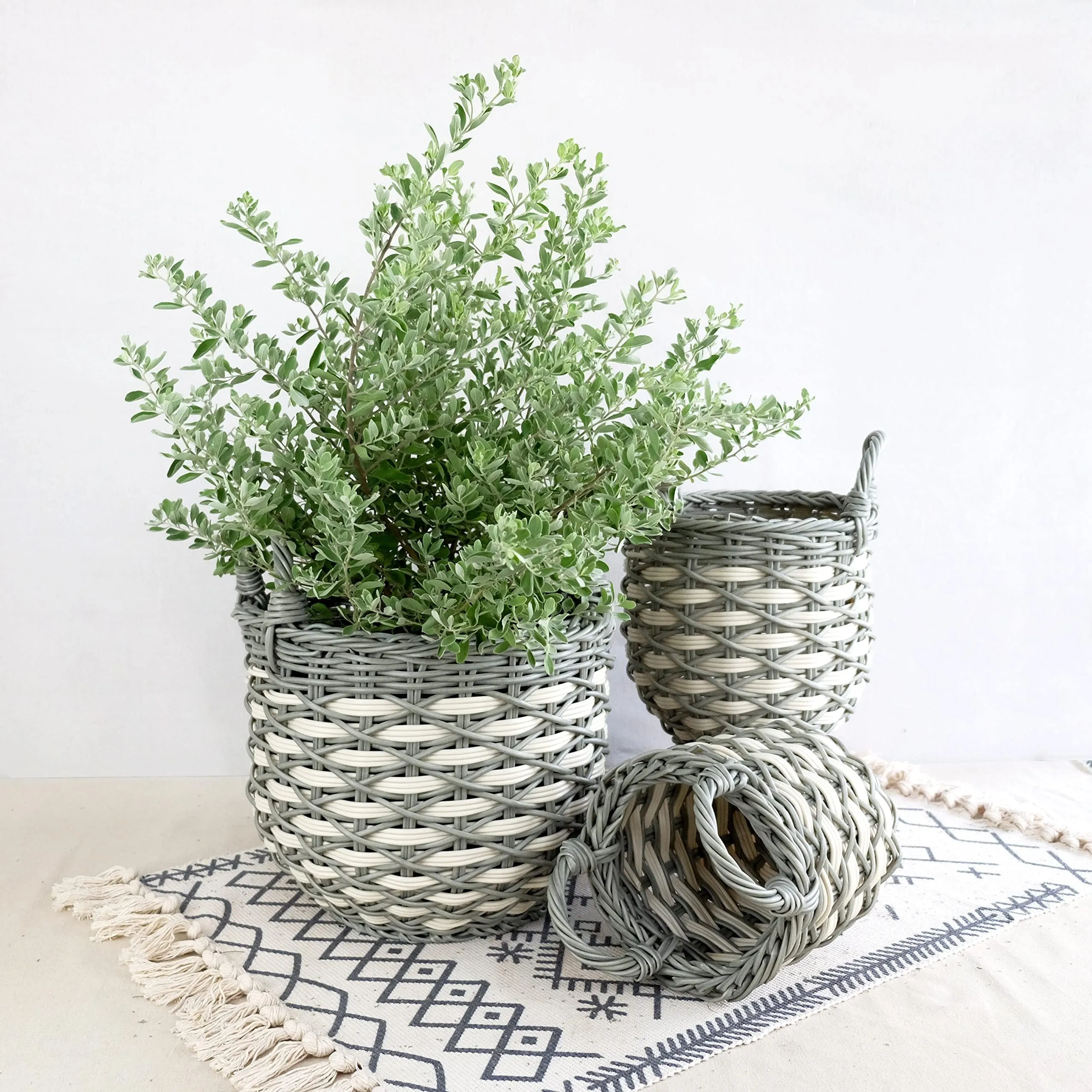 The Hand-Woven Multi-Use Resin Wicker Basket Trio