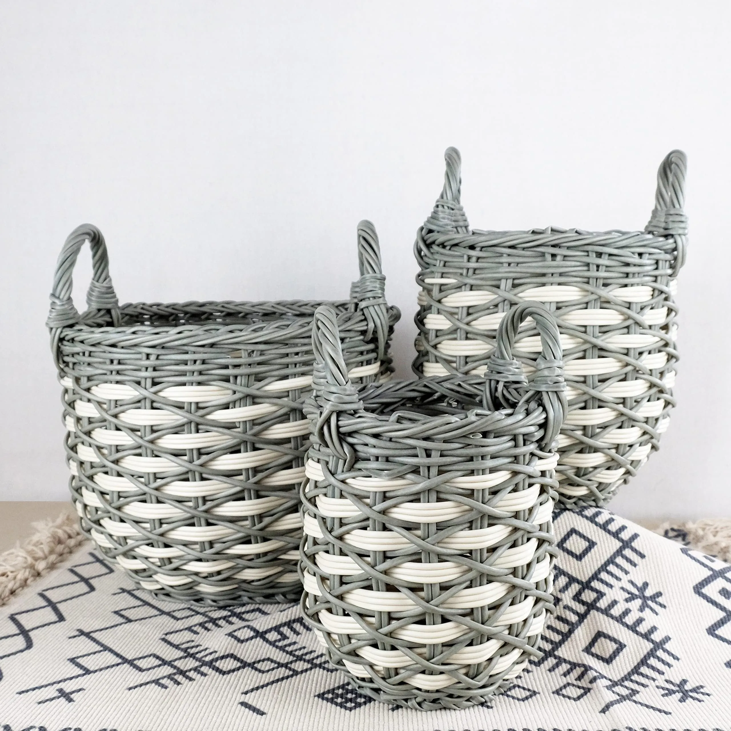 The Hand-Woven Multi-Use Resin Wicker Basket Trio
