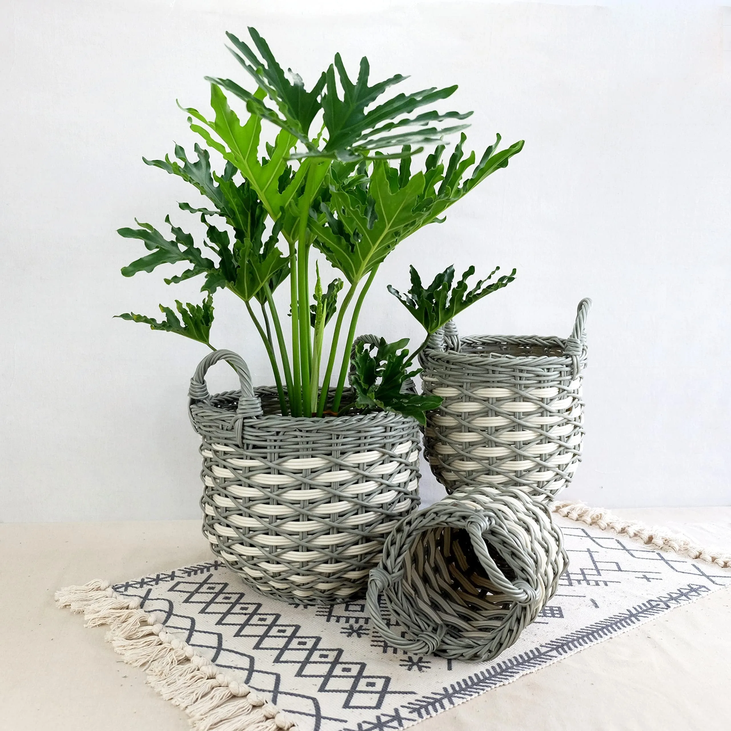 The Hand-Woven Multi-Use Resin Wicker Basket Trio