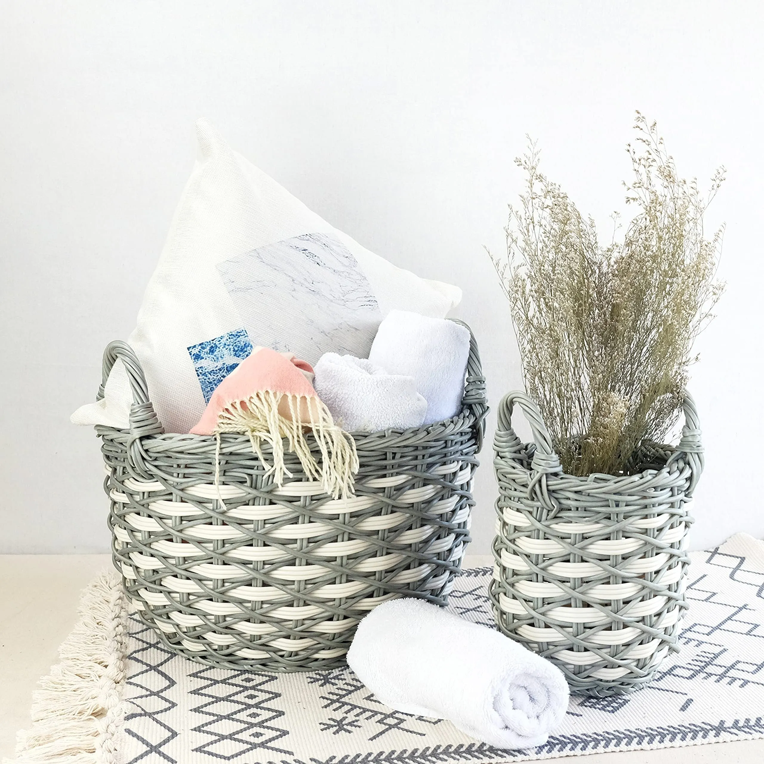 The Hand-Woven Multi-Use Resin Wicker Basket Trio