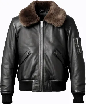 The Next Men B3 Bomber Lapel Leather Jacket Fur Coat Side Pockets Aviation Genuine Leather Jackets
