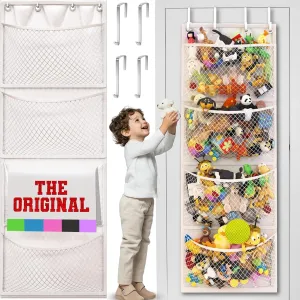 The Original Stuffed Animal Storage (Patent Pending) - Over Door Organizer for Stuffies, Baby Ideas Holder, Toy Plush/Hammock Hanging Storage Net Big Girls Toddler Large Bag Animals