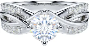 THELANDA Genuine Moissanite or Simulated Diamond Fancy Split Intersecting Infinity Crisscross 1CT Promise Engagement Ring