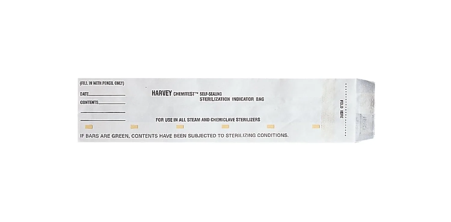 Thermo Scientific 230301001 Chemitest Autoclave Indicator Bag, 10" Length x 2-1/2" Width x 1-1/2" Height (Box of 250)