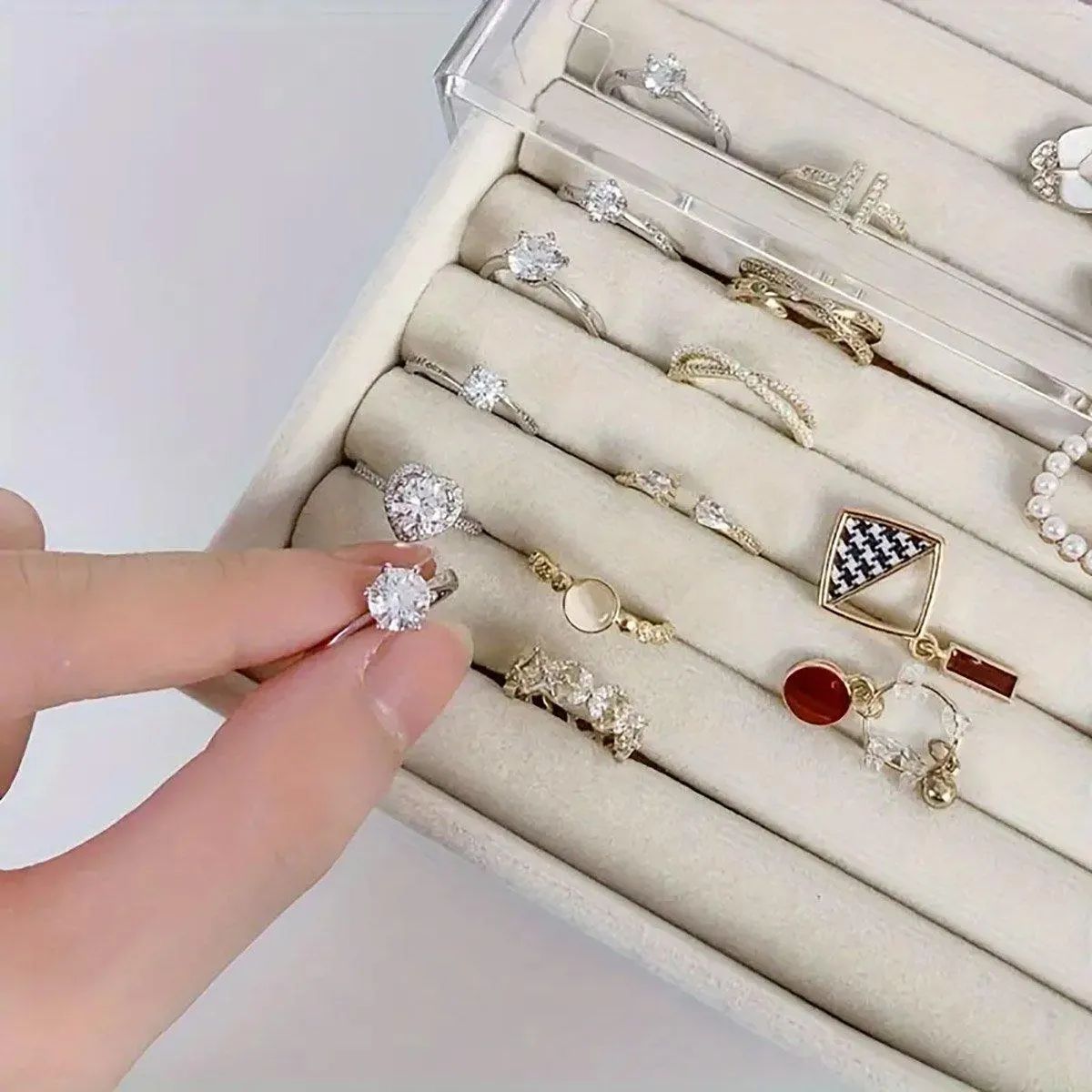 Three-layer Jewelry Box Dust-proof Drawer-type 1PCS