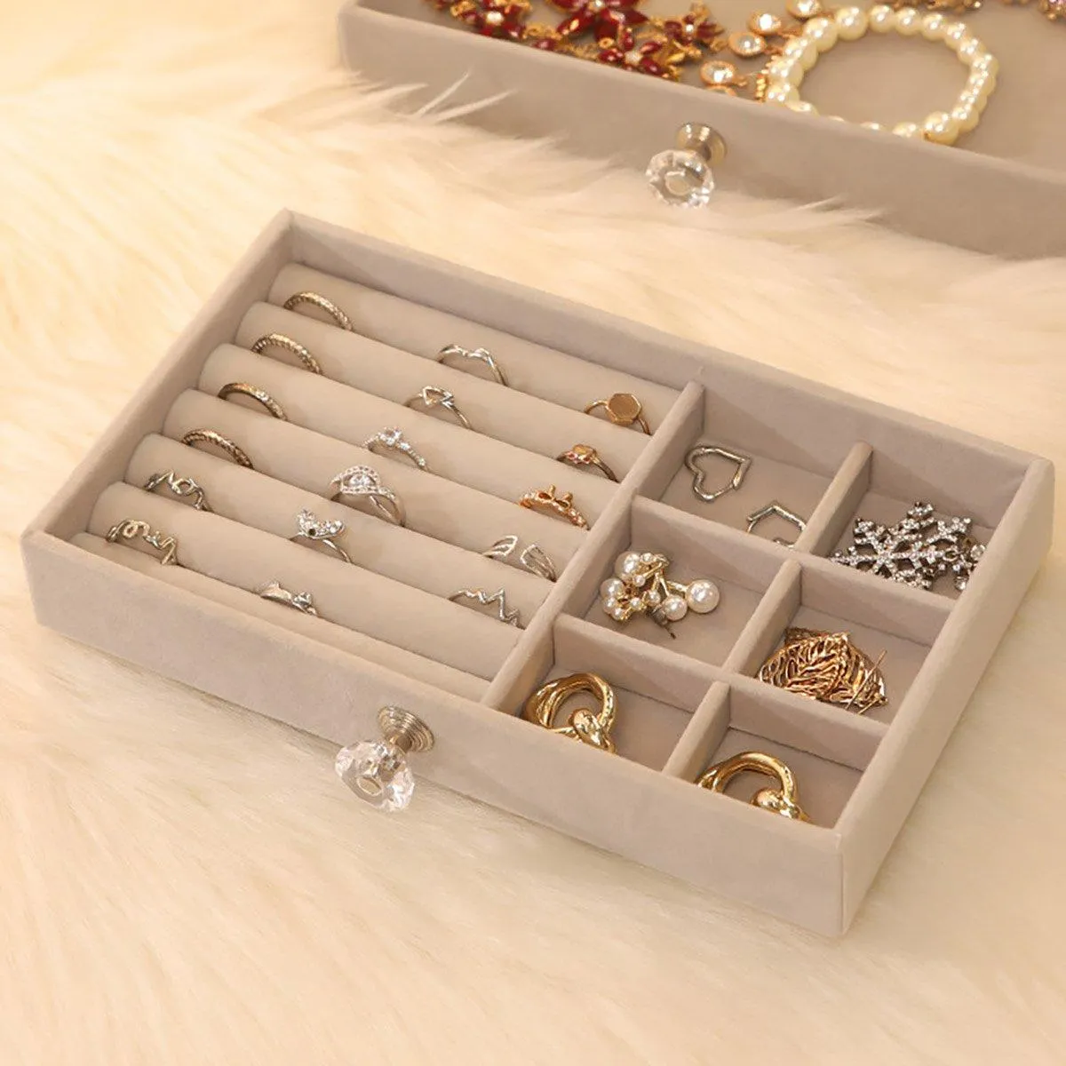 Three-layer Jewelry Box Dust-proof Drawer-type 1PCS