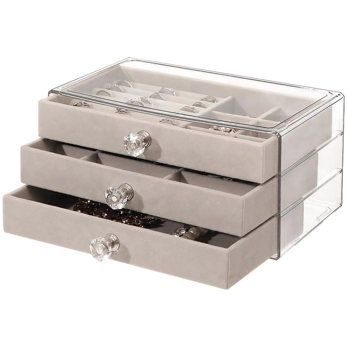 Three-layer Jewelry Box Dust-proof Drawer-type 1PCS