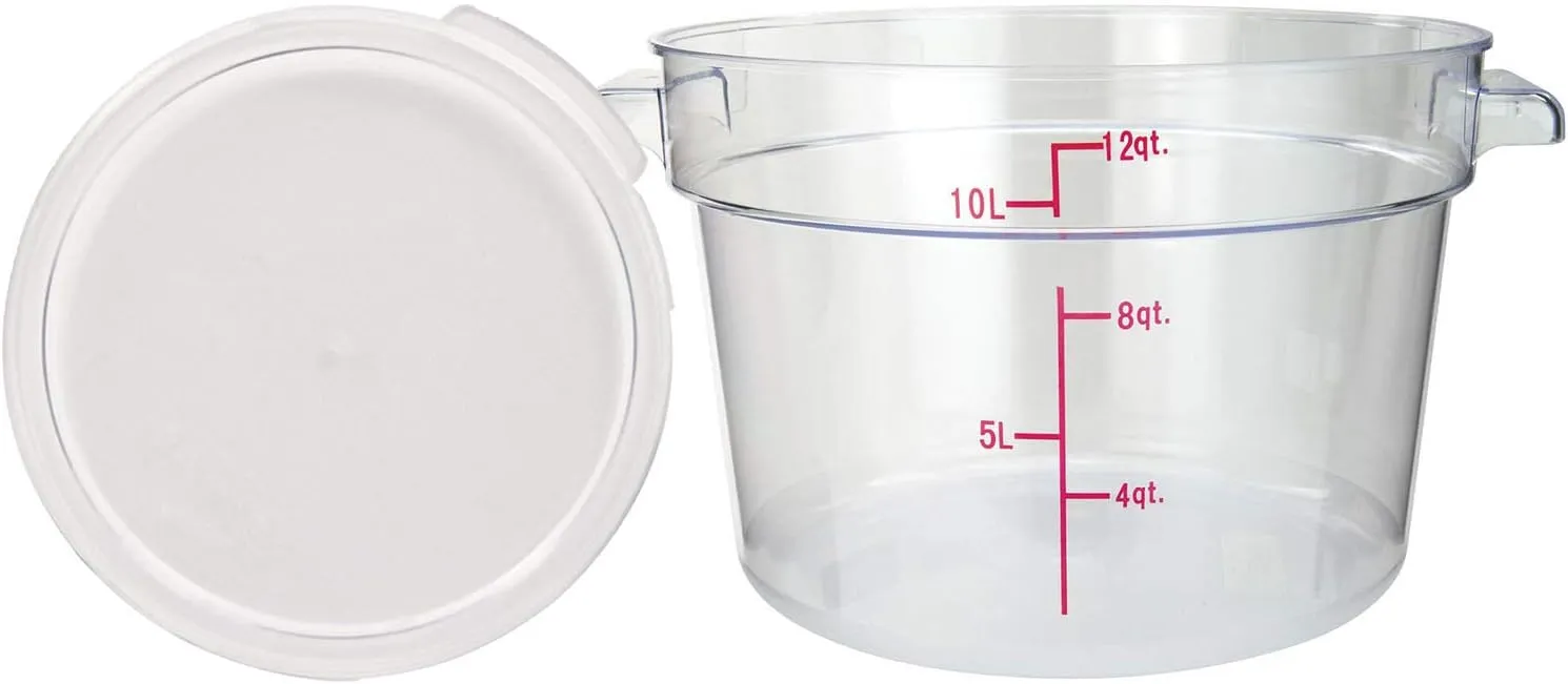 Tiger Chef 12 Quart Commercial Grade Clear Food Storage Round Polycarbonate Containers With Clear Lids