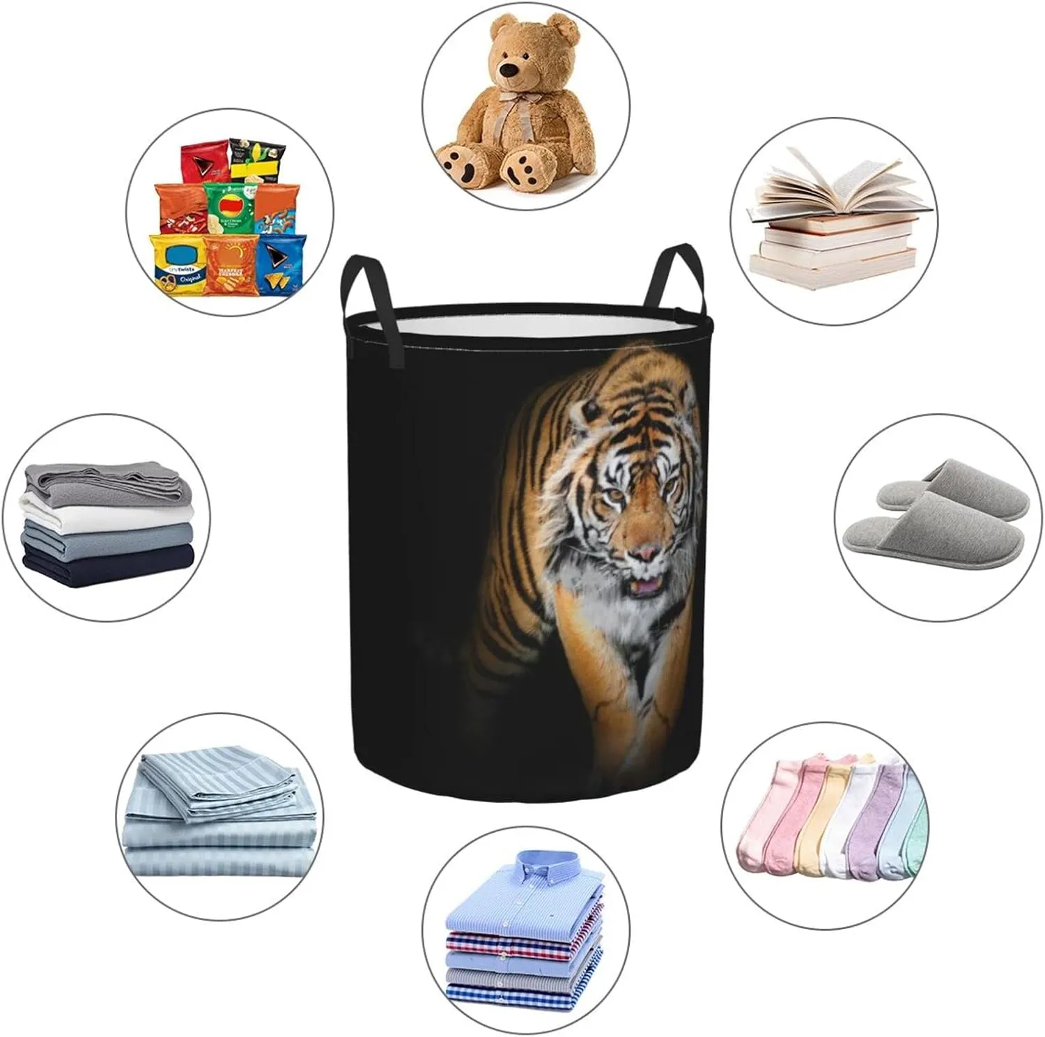 Tiger Laundry Hamper Cool Laundry Baskets Large Animal Hampers Toy Organizer Hamper Bag Dirty Clothes Storage Bin