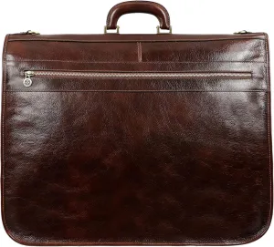 Time Resistance Leather Garment Bag - Slim Suit Duffel Carry-On Suitcase for Dress Protection (Brown)