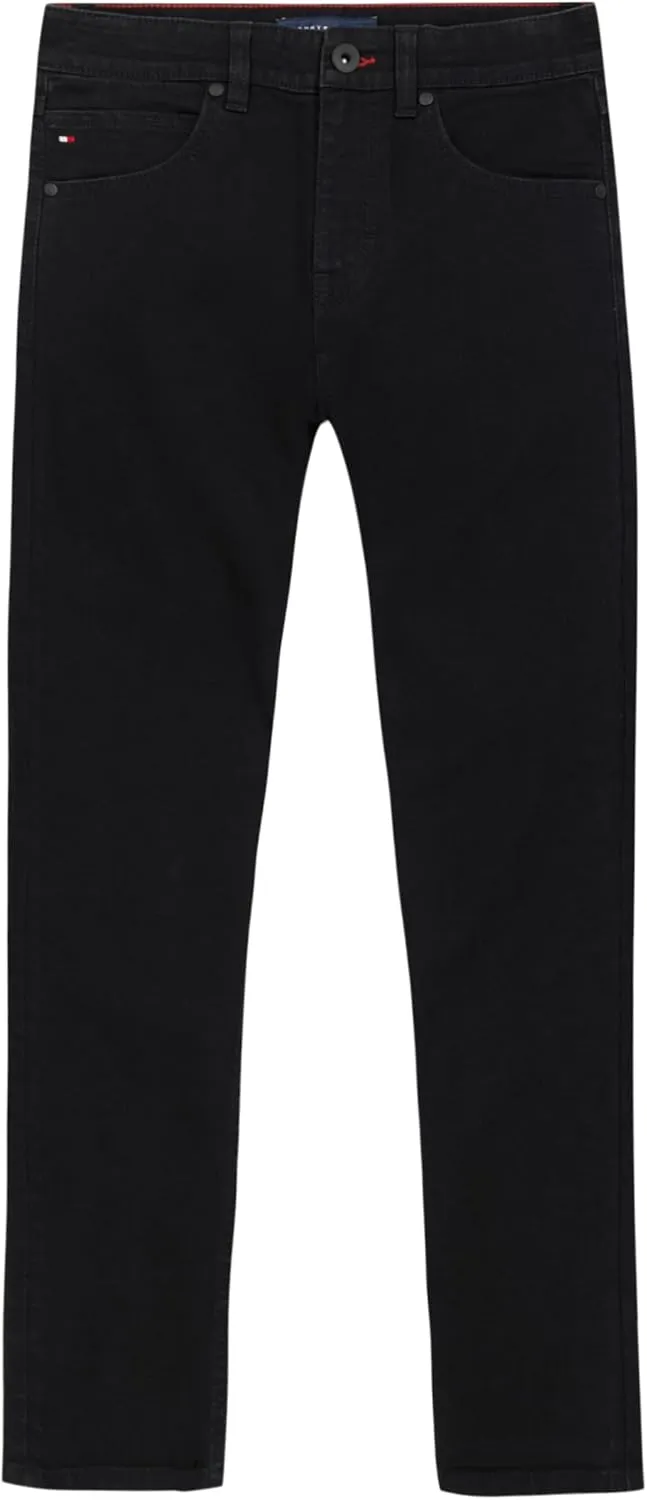 Tommy Hilfiger Boys' 5-Pocket Stretch Slim Straight Leg Denim Jean, Zipper Fly & Button Closure