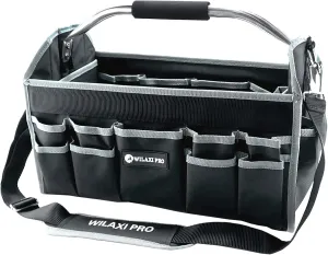 Tool Bags For Men - Heavy Duty Foldable Tool Tote With Open Top, 16in Wide Mouth Electrician Tool Carrier, 30 PCS Pockets Organizer