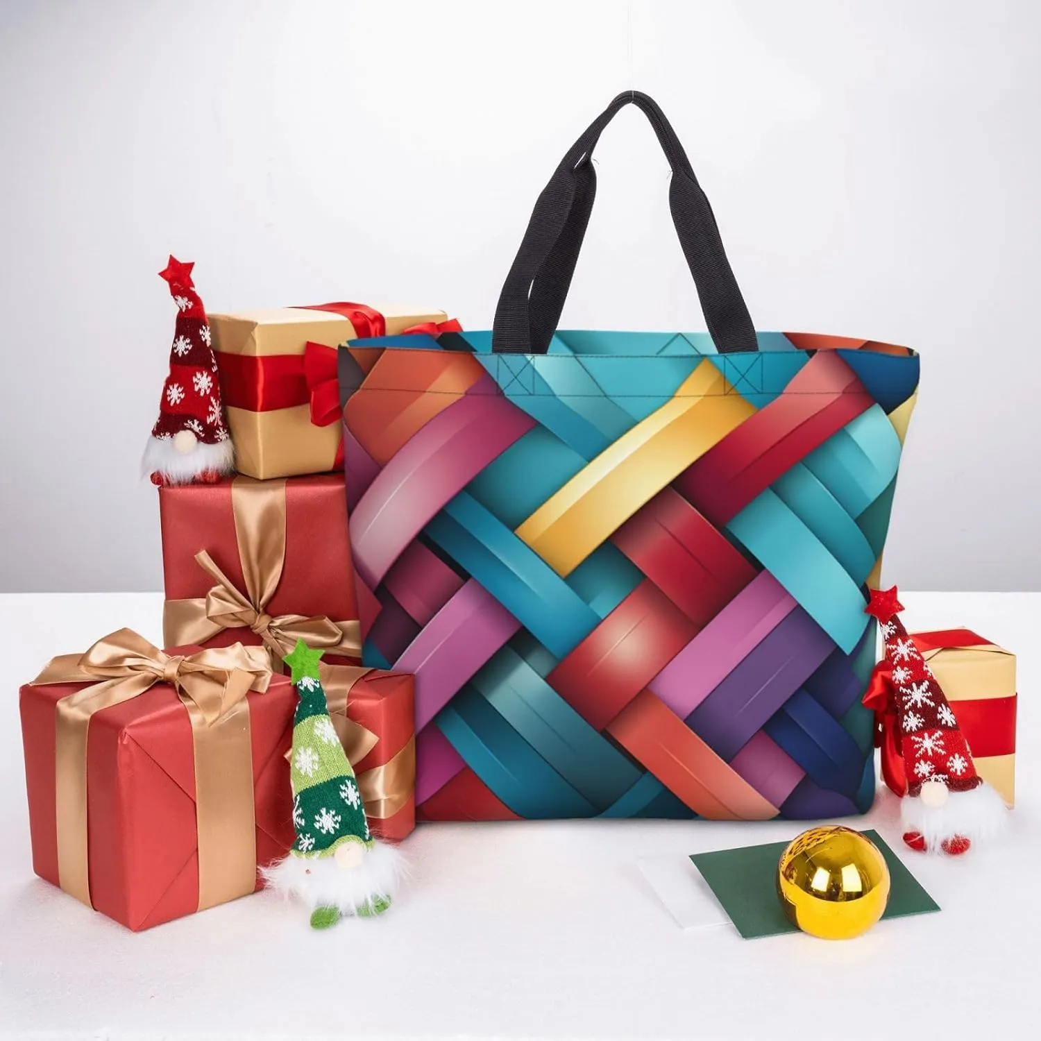 Tote Bag for Women Bold Colors Shoulder Bag with Zipper Handbag Large Capacity Reusable Grocery Bag