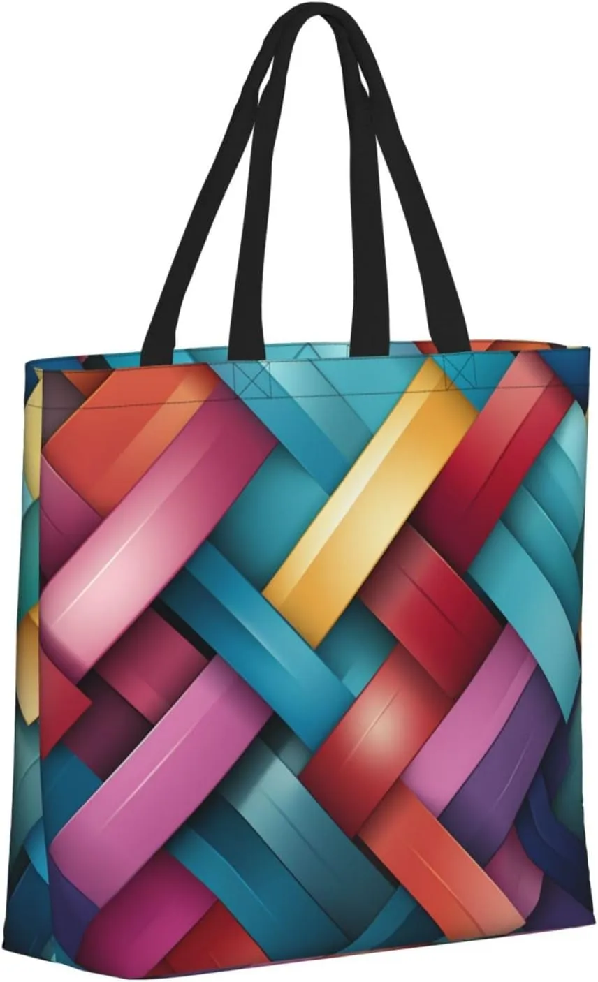 Tote Bag for Women Bold Colors Shoulder Bag with Zipper Handbag Large Capacity Reusable Grocery Bag