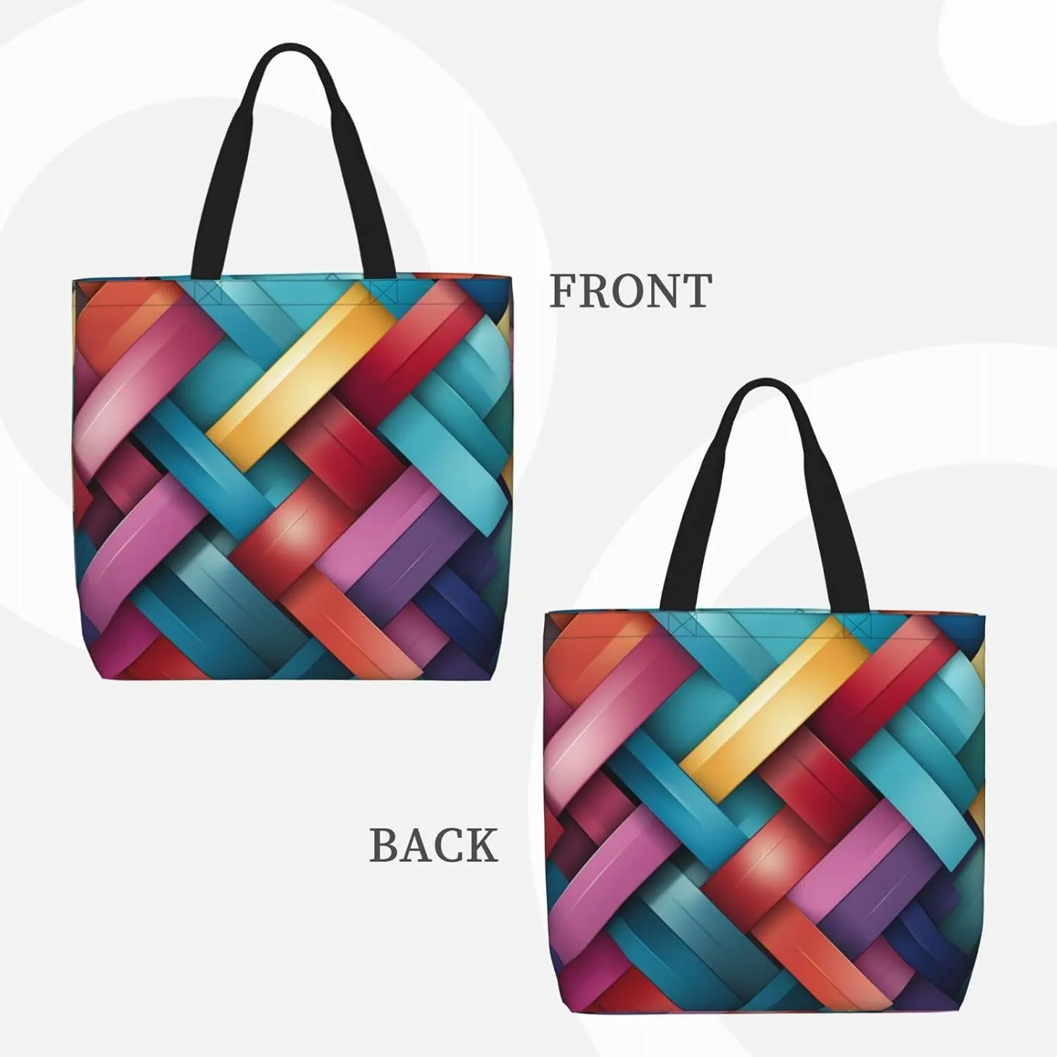 Tote Bag for Women Bold Colors Shoulder Bag with Zipper Handbag Large Capacity Reusable Grocery Bag