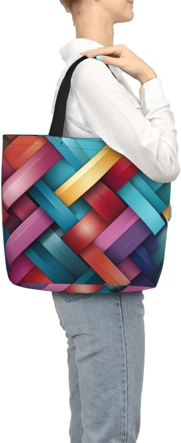 Tote Bag for Women Bold Colors Shoulder Bag with Zipper Handbag Large Capacity Reusable Grocery Bag