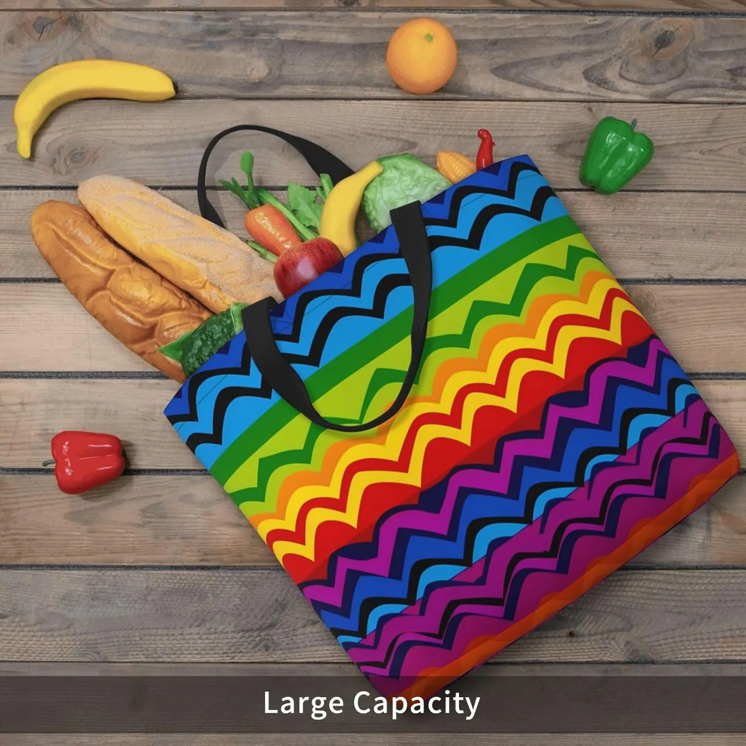 Tote Bag for Women Hawaiian Surfer on Wavy Shoulder Bag with Zipper Handbag Large Capacity Reusable Grocery Bag