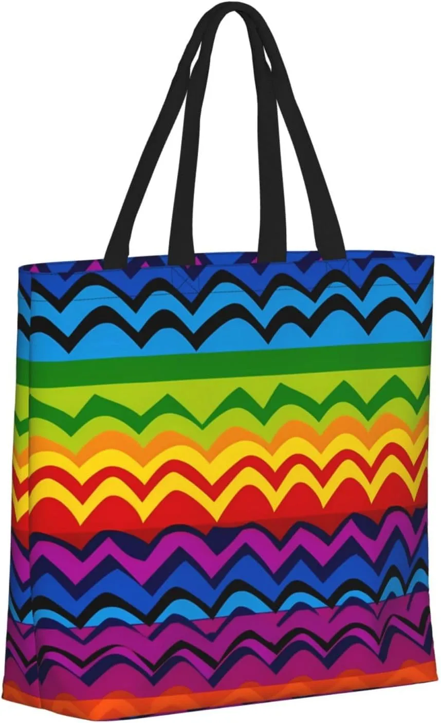 Tote Bag for Women Hawaiian Surfer on Wavy Shoulder Bag with Zipper Handbag Large Capacity Reusable Grocery Bag