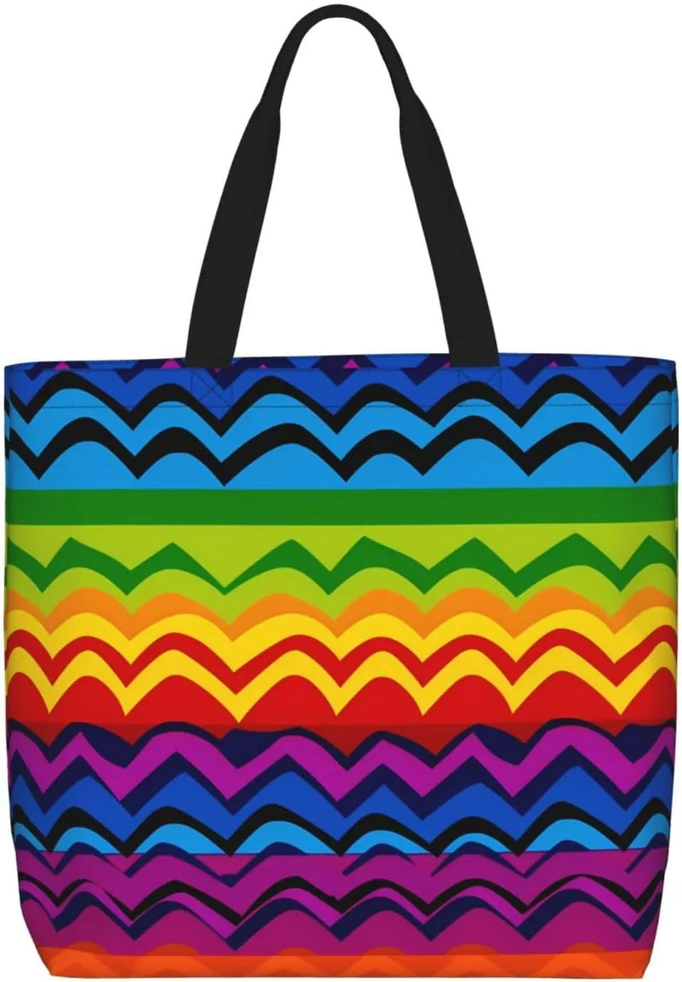 Tote Bag for Women Hawaiian Surfer on Wavy Shoulder Bag with Zipper Handbag Large Capacity Reusable Grocery Bag