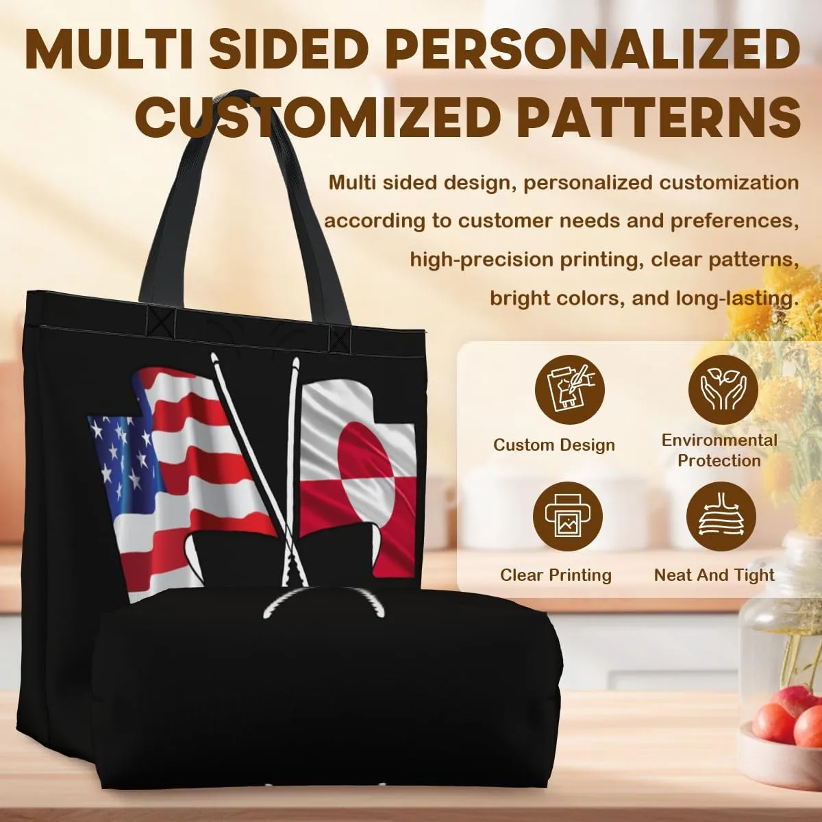 Tote Bag for Women Men Large Reusable Beach Shoulder Bags With Zipper for Gym Shopping Travel Gifts Yoga