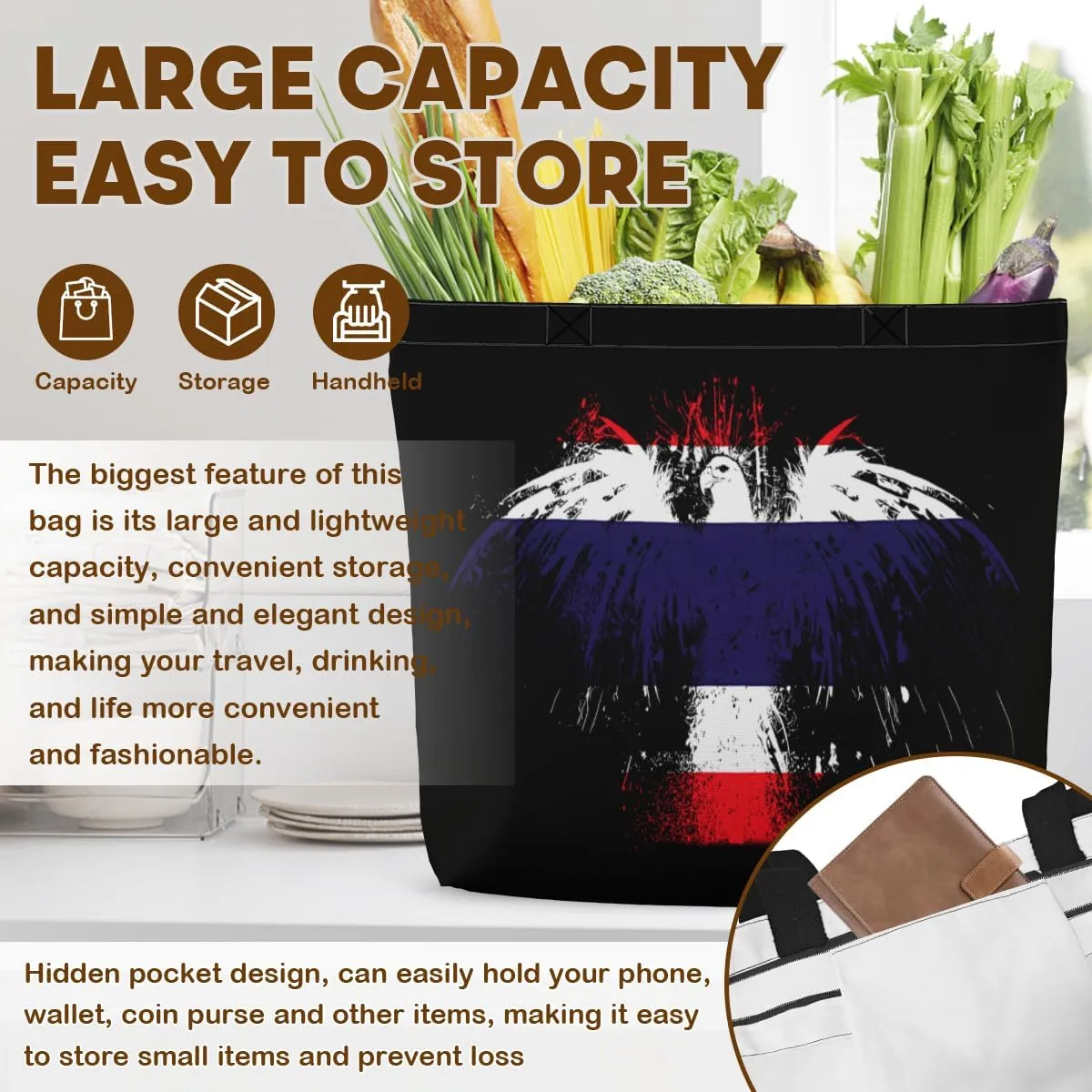 Tote Bag for Women Men Large Reusable Beach Shoulder Bags With Zipper for Gym Shopping Travel Gifts Yoga