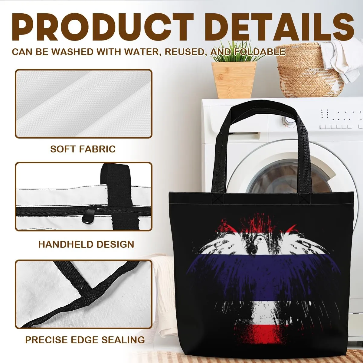 Tote Bag for Women Men Large Reusable Beach Shoulder Bags With Zipper for Gym Shopping Travel Gifts Yoga