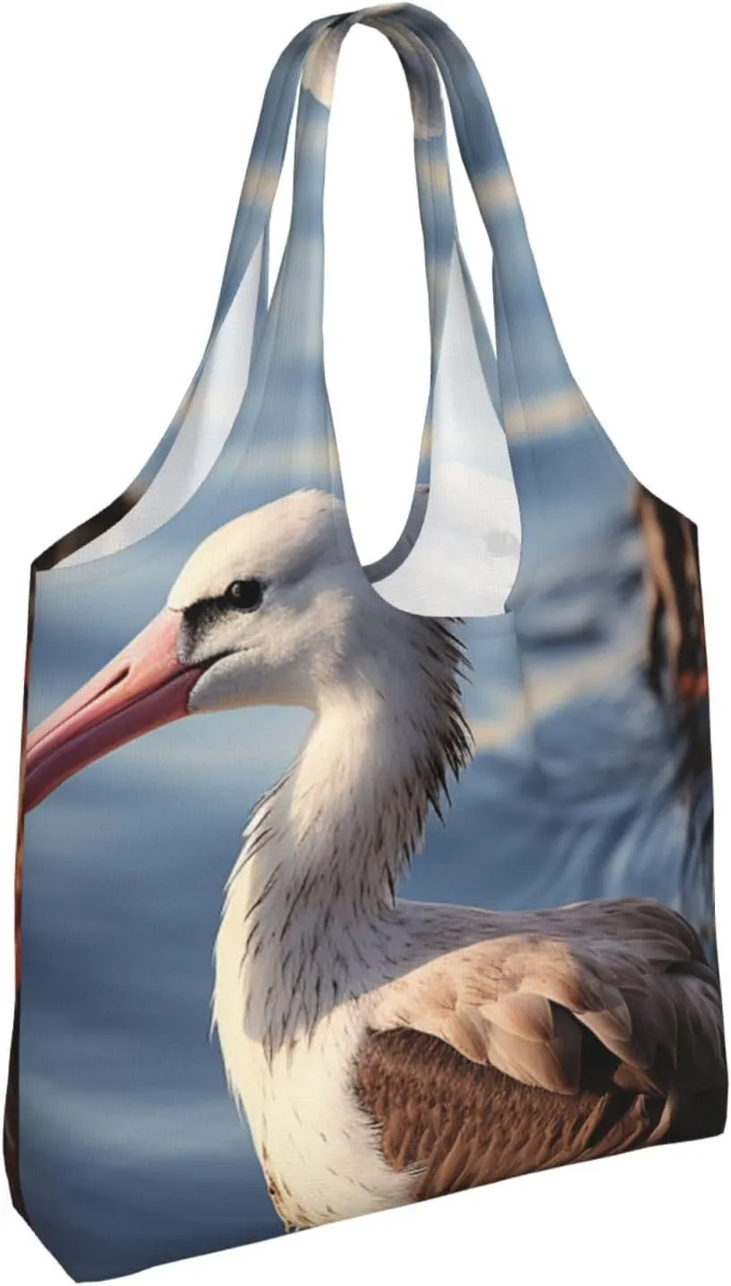 Tote Bag for Women Reusable Grocery Bag Canvas Shopping Bag Bird resting on branch Handbag Foldable Shoulder Bag