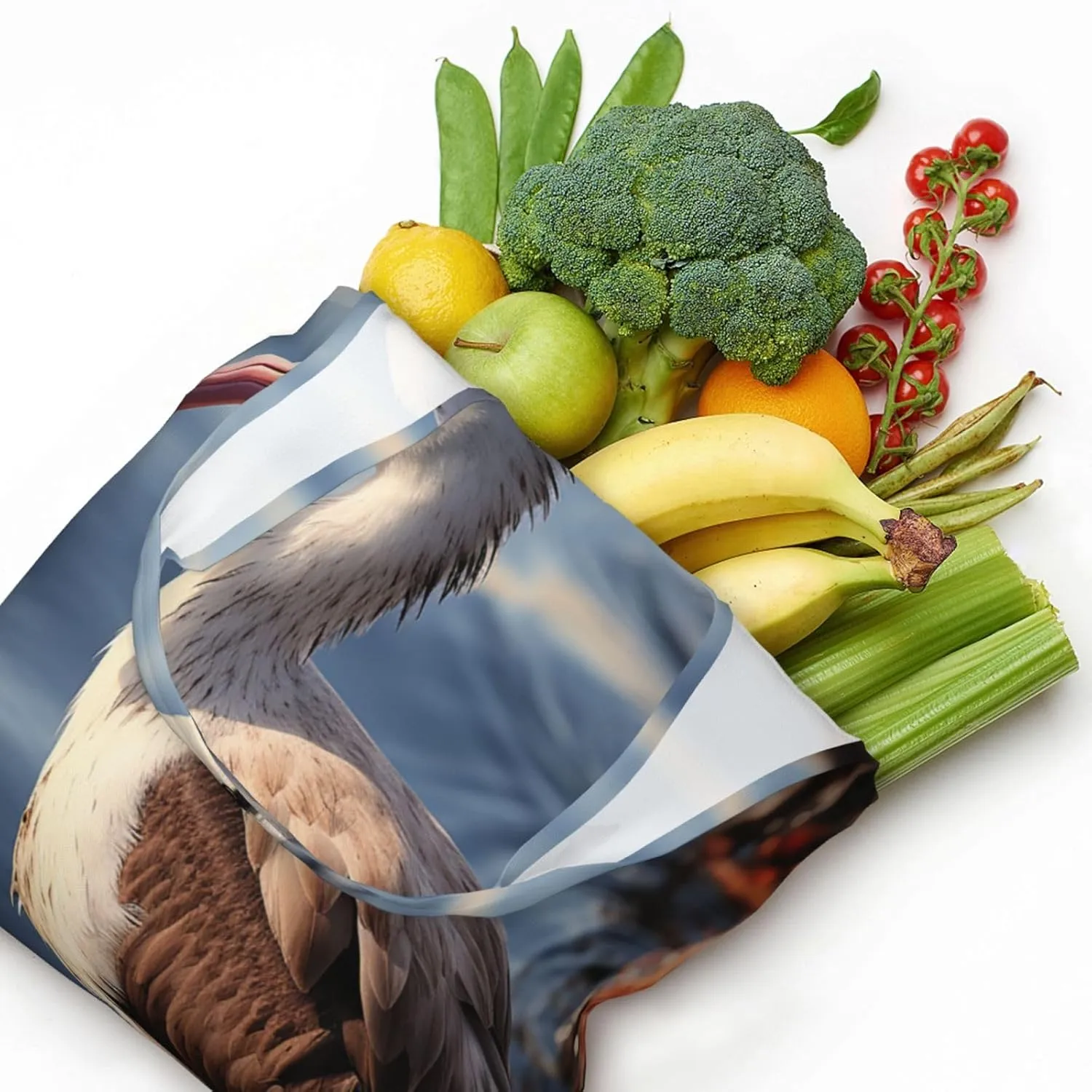 Tote Bag for Women Reusable Grocery Bag Canvas Shopping Bag Bird resting on branch Handbag Foldable Shoulder Bag