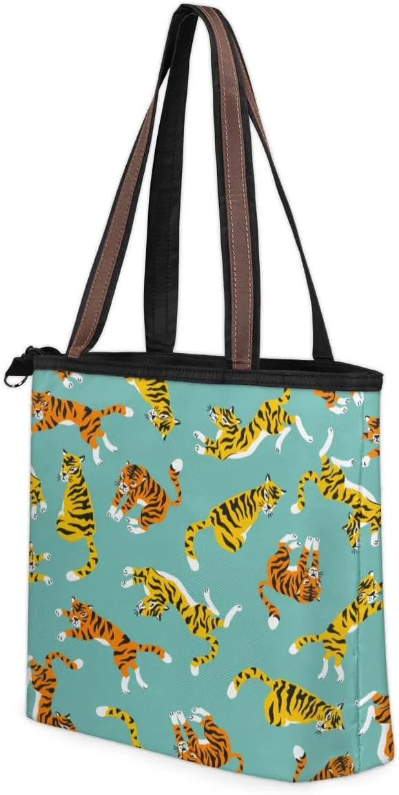 Tote Bag for Women with Zipper Large Capacity Top Handle Casual Shoulder Bag Handbag Reusable Shopping