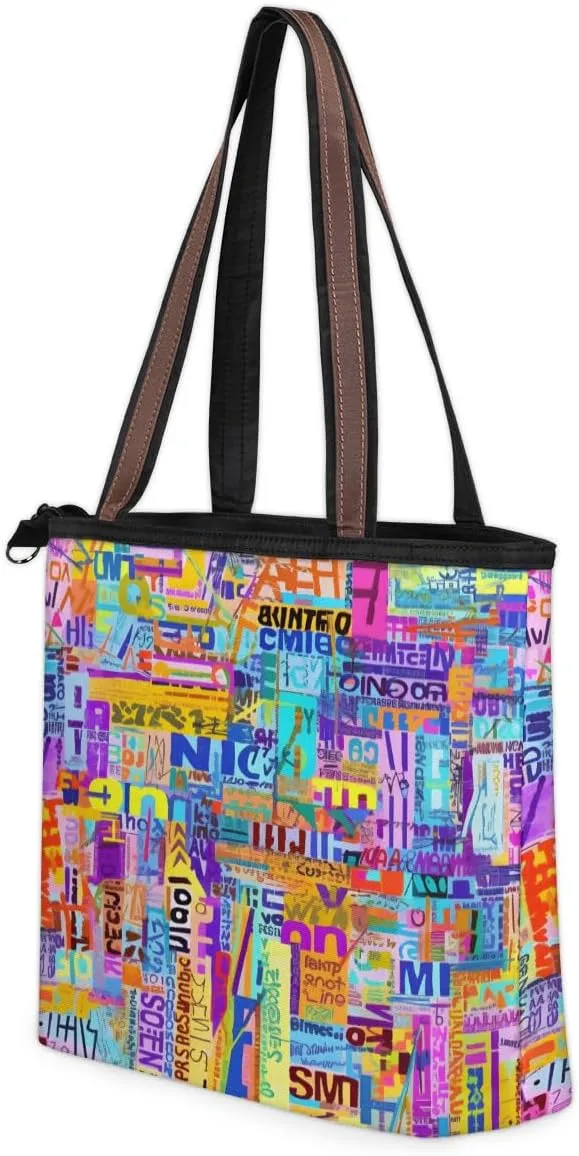 Tote Bag for Women with Zipper Large Capacity Top Handle Casual Shoulder Bag Handbag Reusable Shopping