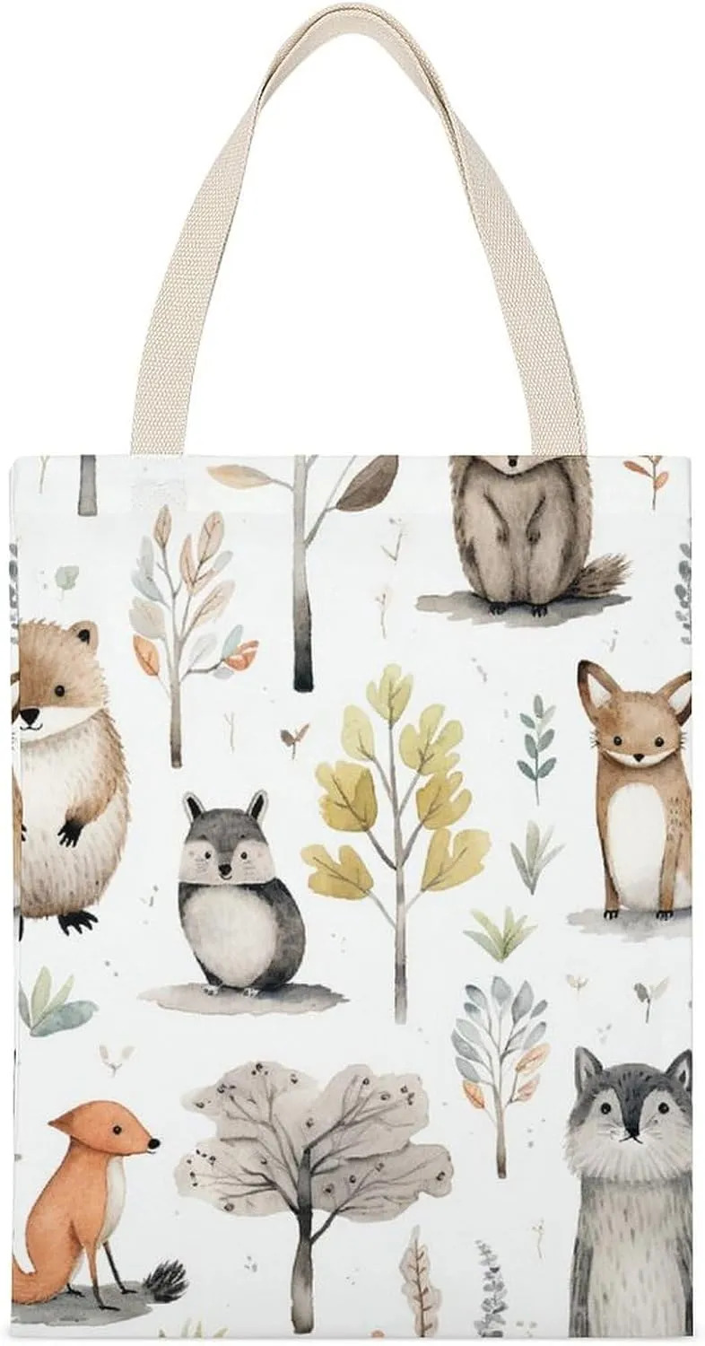 Tote Bag Laptop Handbag Forest Creatures Grocery Bag Canvas Shoulder Bag Crossbody Bag for Travel
