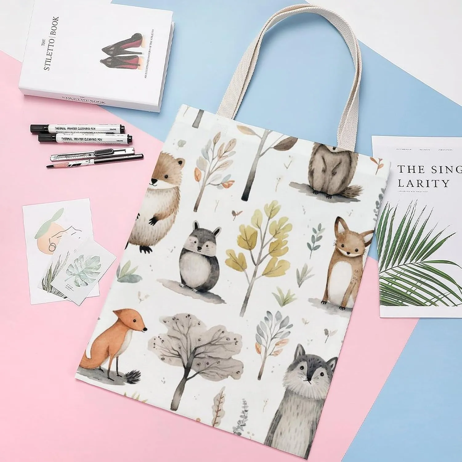 Tote Bag Laptop Handbag Forest Creatures Grocery Bag Canvas Shoulder Bag Crossbody Bag for Travel