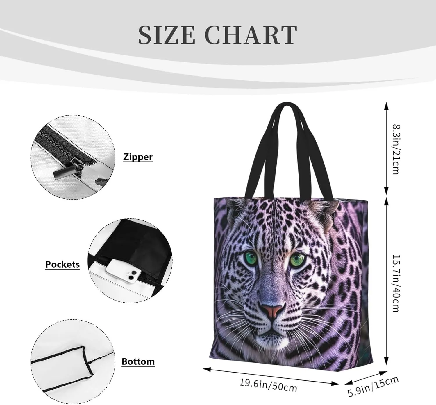 Tote Bag Large Capacity Grocery Bag With Zipper Ringtailed Lemur Shopping Bag Shoulder Bag for Women
