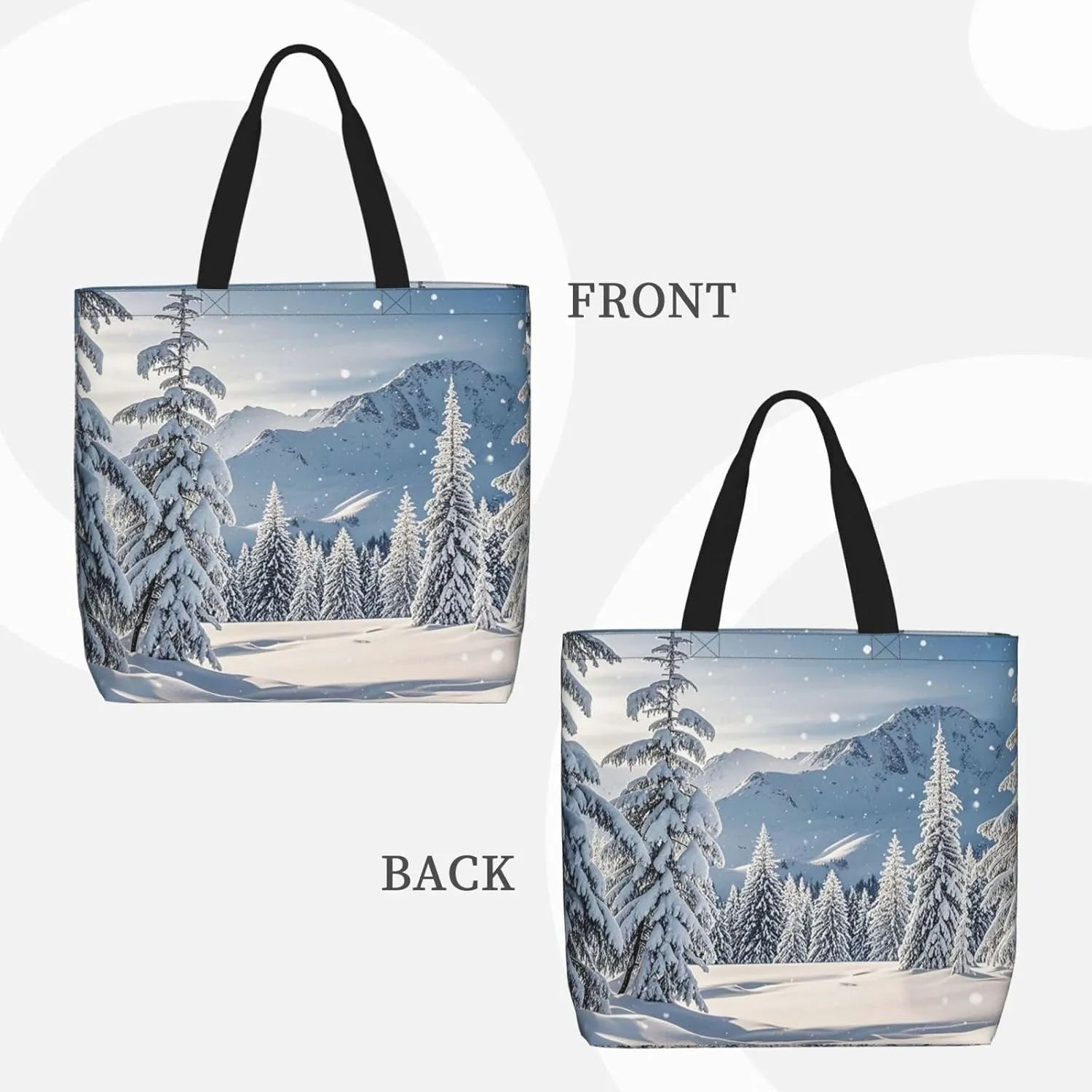 Tote Bag Large Capacity Grocery Bag With Zipper Xmas Tree Branch Bear Doll Shopping Bag Shoulder Bag for Women