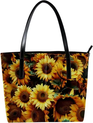 Tote Bag, Large Tote Bags for Women, Tote Bag with Zipper, Sunflower, Womens Tote Bag