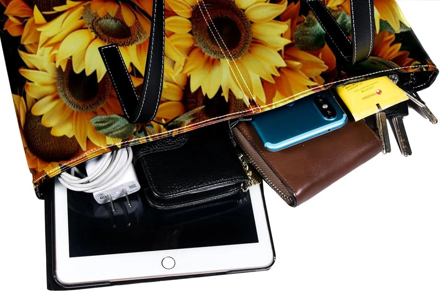 Tote Bag, Large Tote Bags for Women, Tote Bag with Zipper, Sunflower, Womens Tote Bag