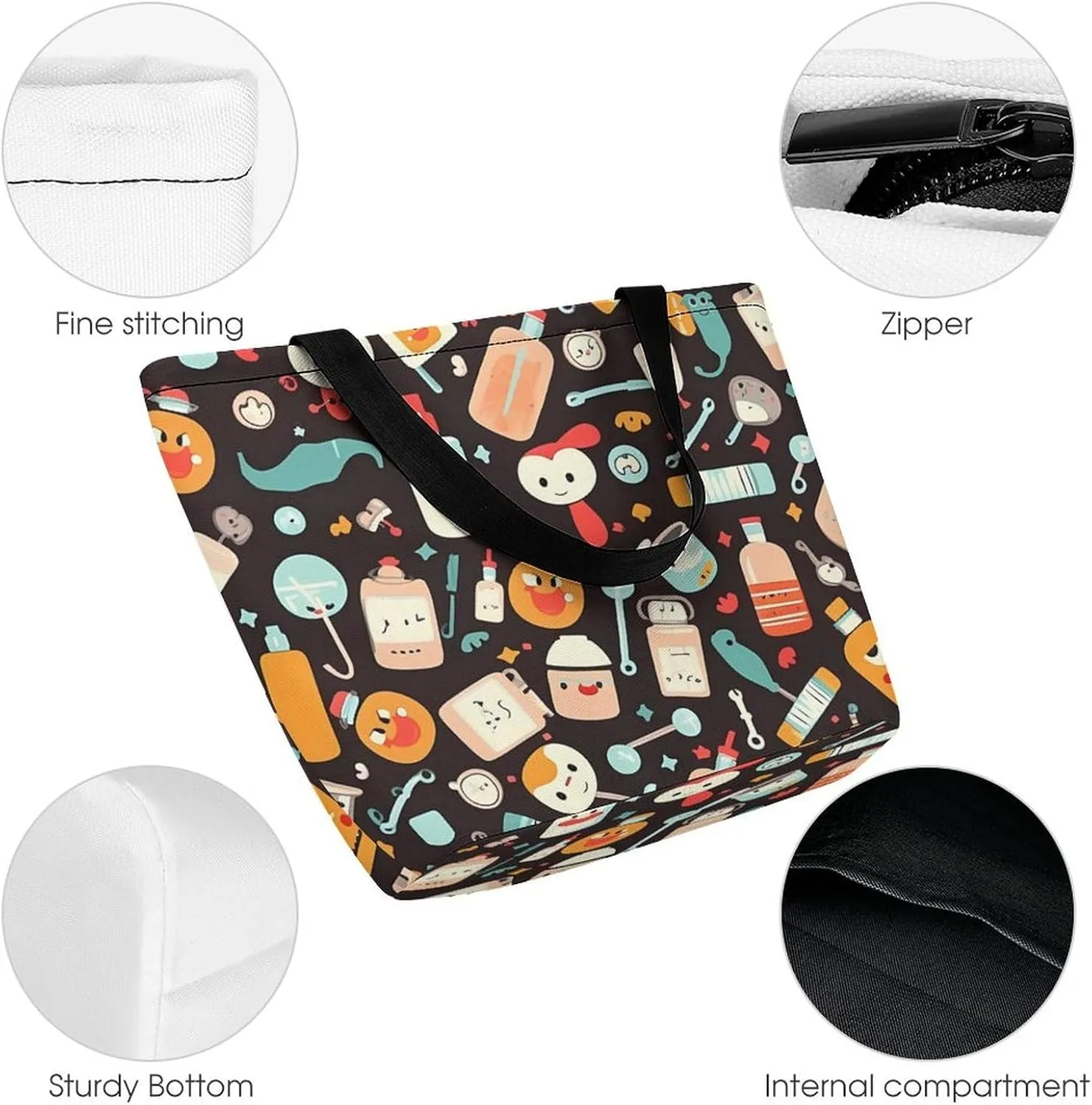 Tote Bag Reusable Grocery Bag Foldable Shopping Bag Extra Large Shoulder Bag Big Eyed Monkey Tote Bag for Travel Work
