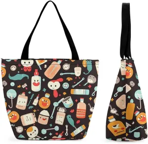 Tote Bag Reusable Grocery Bag Foldable Shopping Bag Extra Large Shoulder Bag Big Eyed Monkey Tote Bag for Travel Work