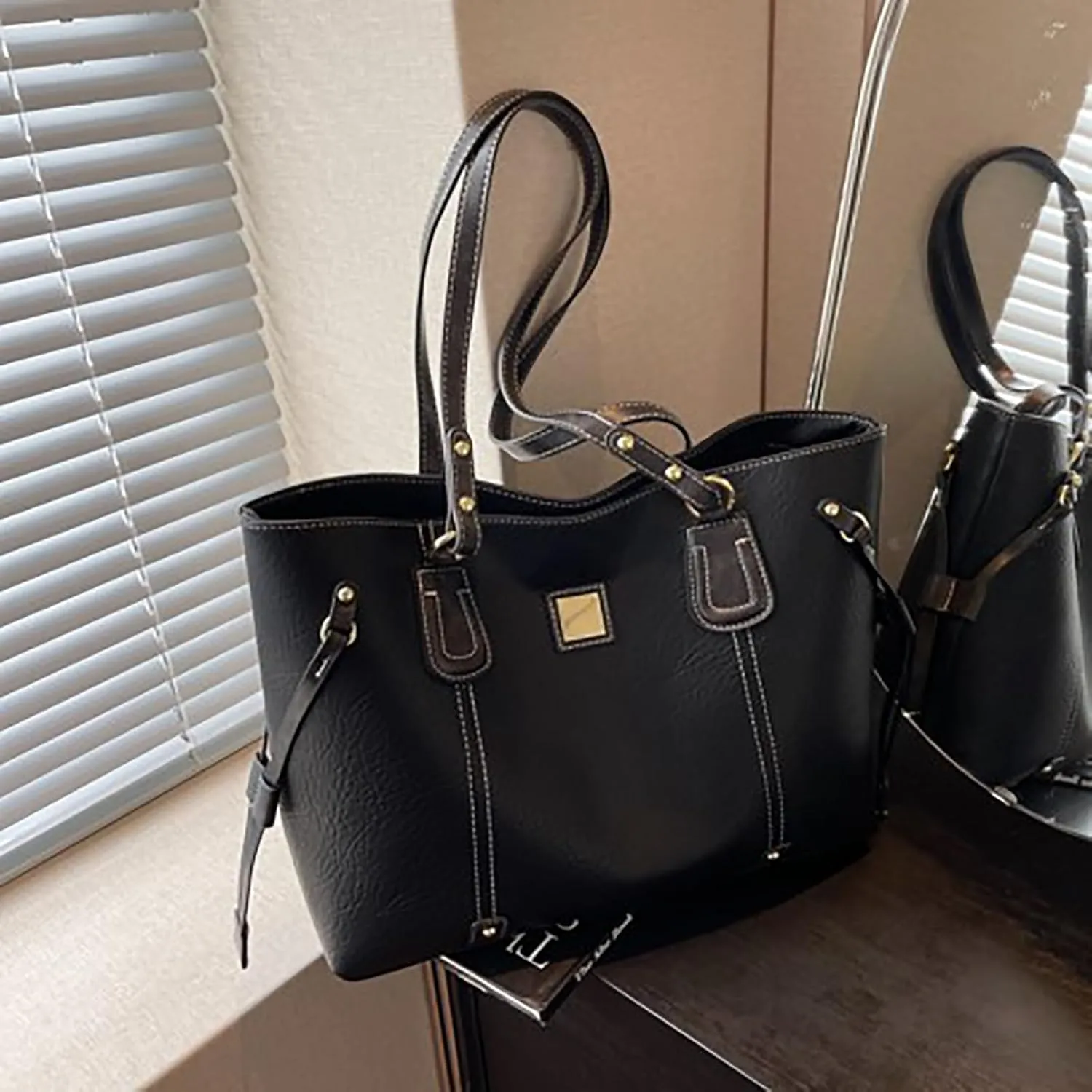 Tote Bag Zipper Shoulder Bags for Women Vegan Leather Purses and Handbags Bag Faux Leather Top Handle Satchel Bags for Women
