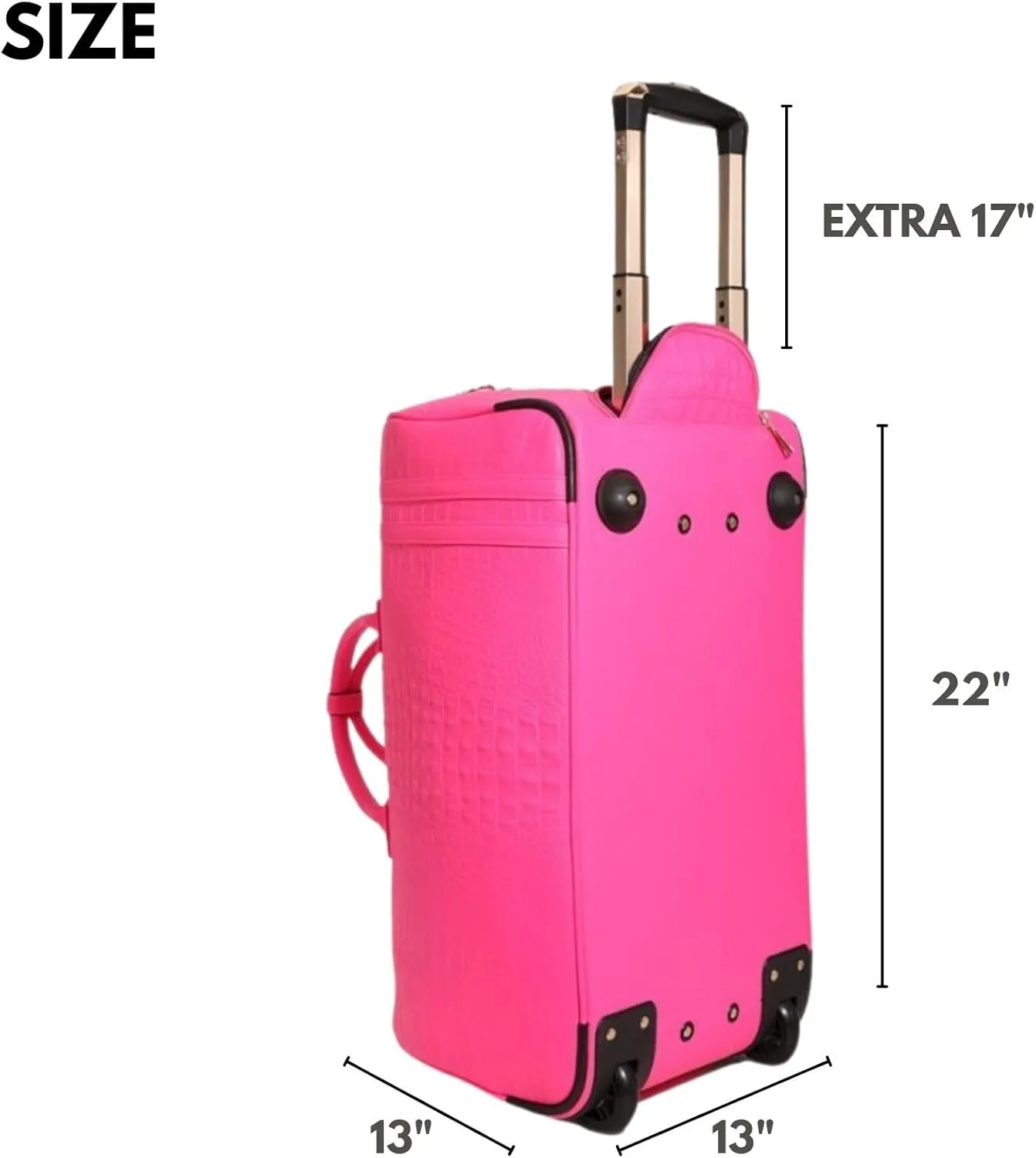 Tote&Carry Apollo 2 Large Rolling Duffle Bag with Wheels, Carry-On Roll Duffel for Travel, Gym, Sports, Overnight, Weekend & All-Purpose Use for Men & Women (Neon Pink)