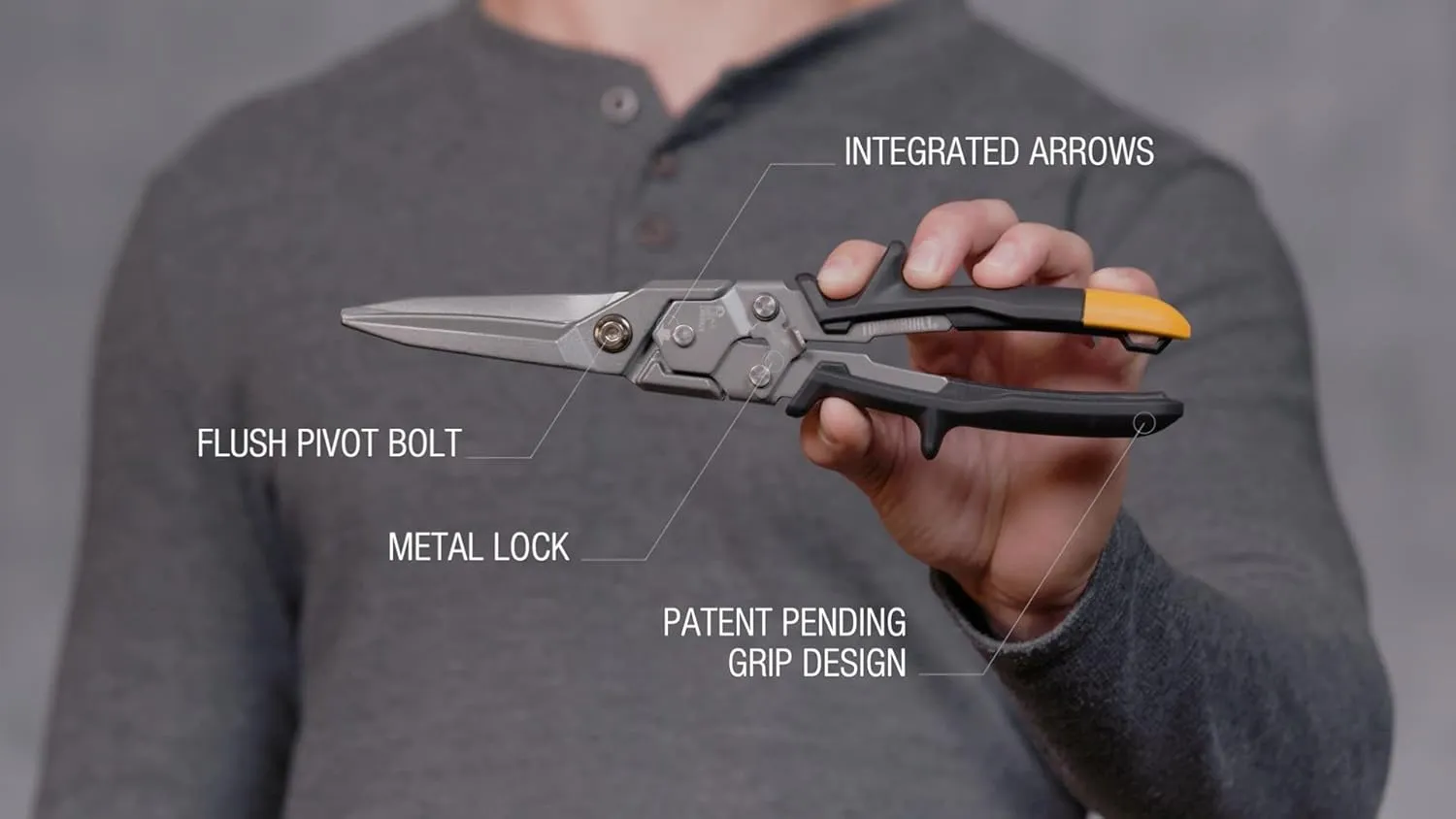 ToughBuilt - Straight Long Cut Aviation Snips - One Handed Lock Operation - (TB-H4-60-SL)